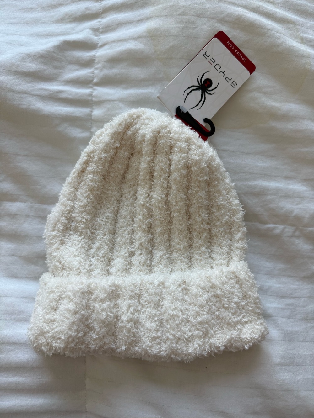 Spyder Cream Fuzzy Beanie